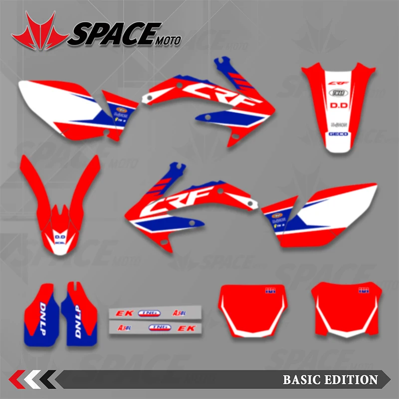 SPACE Motorcycle Graphics Background Decals Stickers Kit For Honda CRF 450 CRF450 2005 2006 2007 2008 Number Name Customize