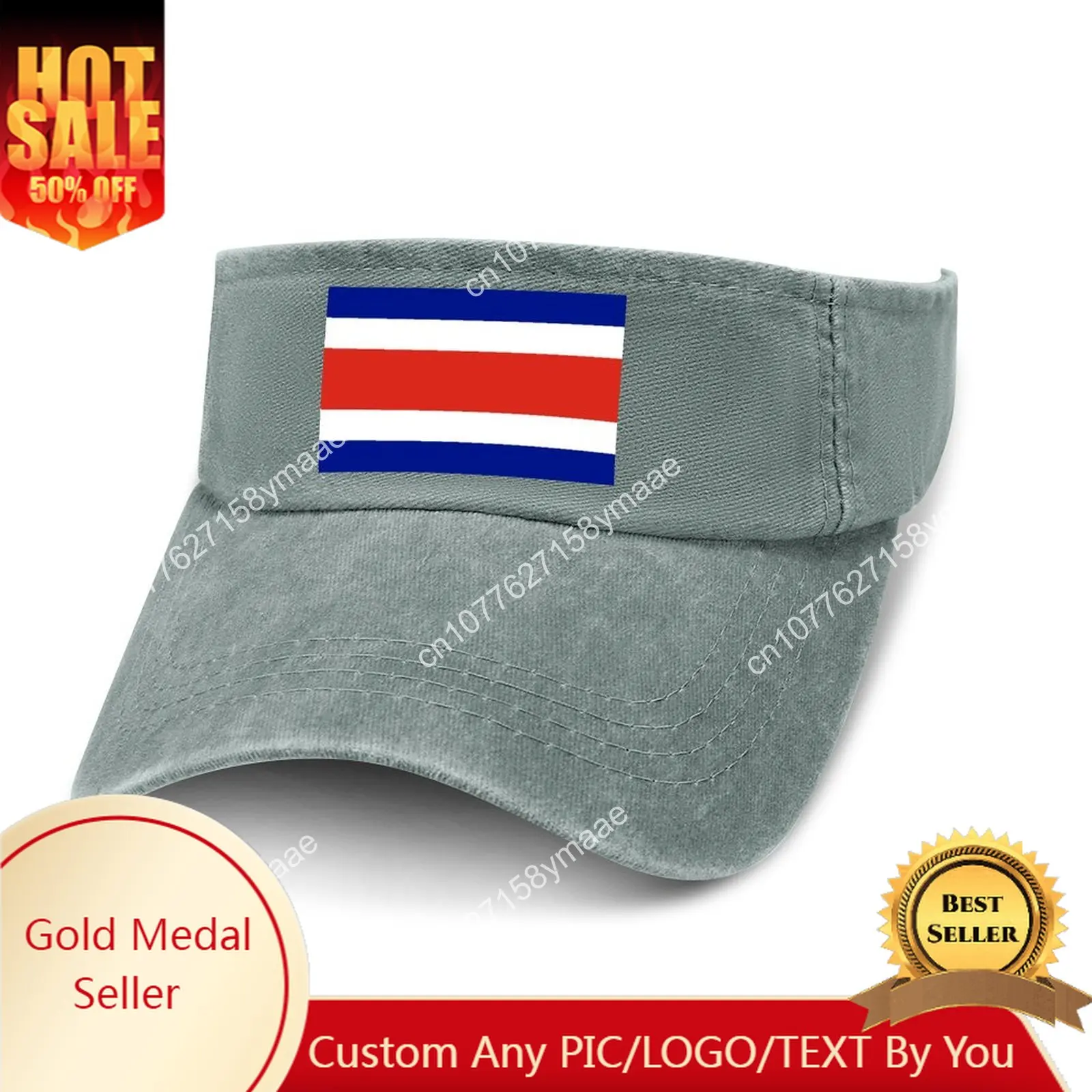 

Costa Rica Flag Sun Visor Leaky Top Cowboy Hats Mens Womens Customize Cap Sports Baseball Tennis Golf Caps Empty Open Top Hat