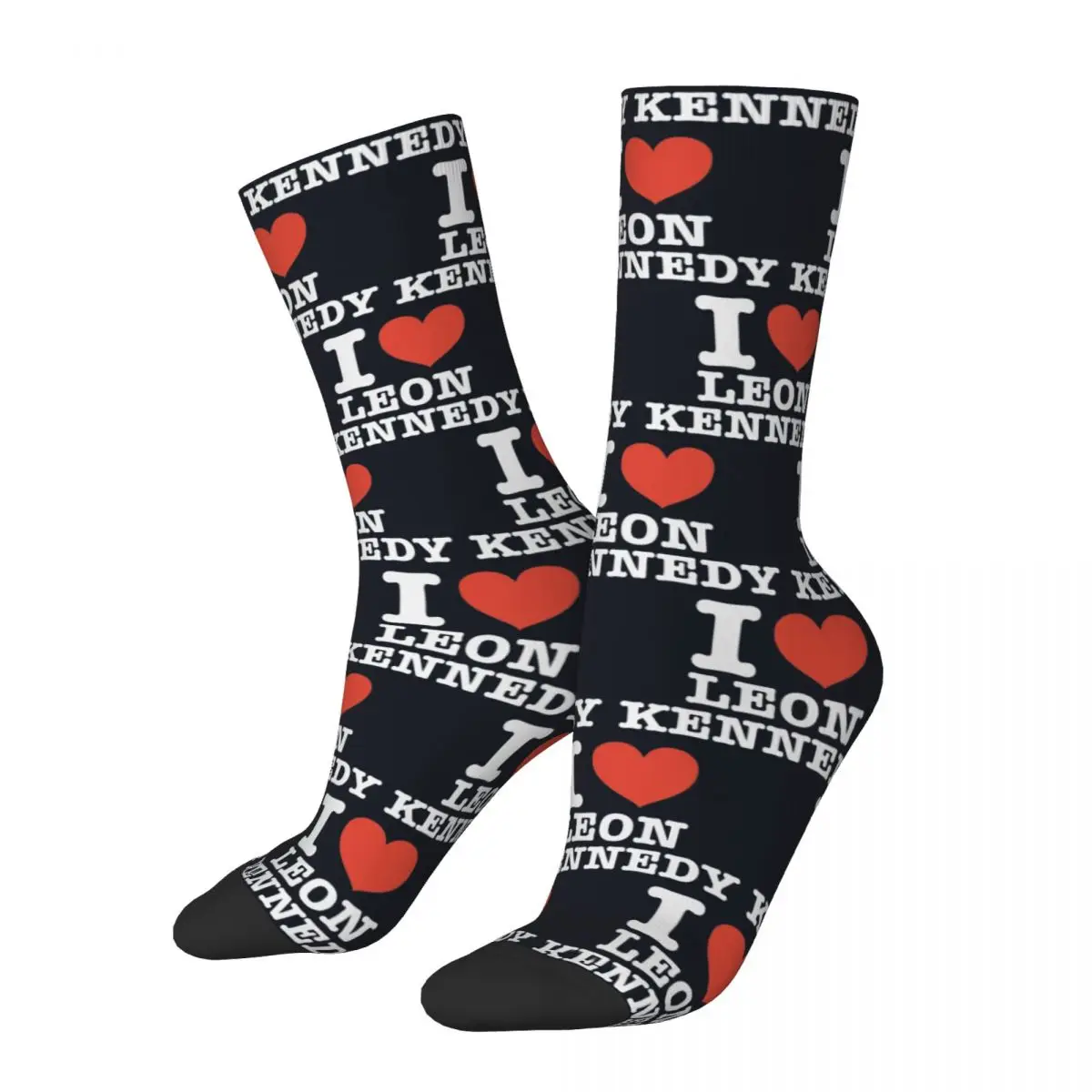 Retro Residents Evils Game Sports Socks I Heart Leon Kennedy Polyester Long Socks for Unisex Non-slip