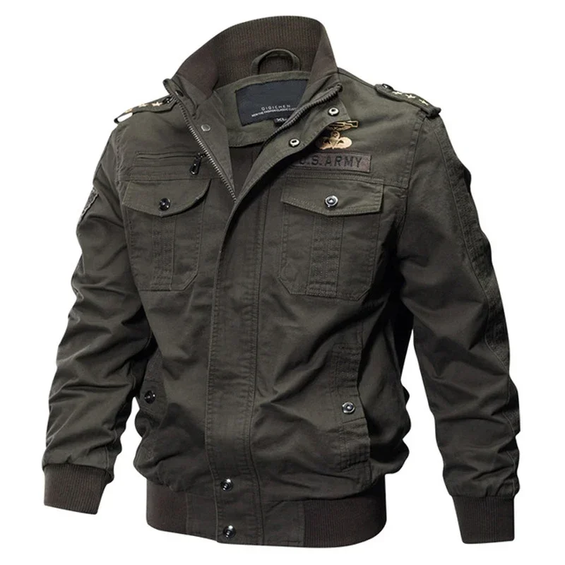2026 Plus Size Hunting Jacket Men Spring Autumn Cotton Pilot Jacket Coat  Men's Bomber Jackets Cargo Flight Jacket Male 6XL