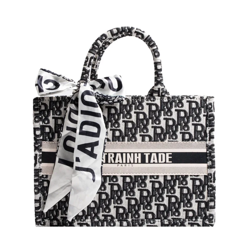 French Simple Handbag Tote Tote Bag European and American Trend Row Printed Letters Versatile Commuter Large Capacity Shoulder