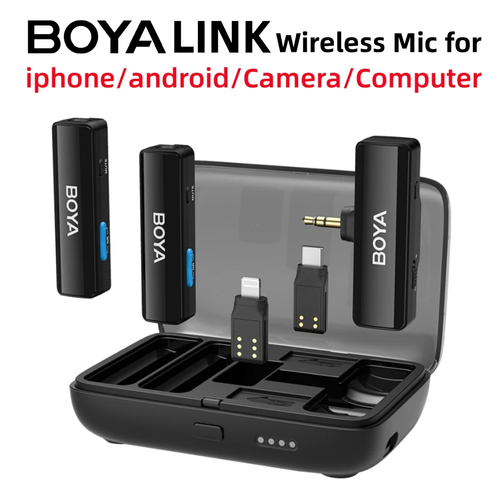 BOYA BOYALINK Wireless Lavalier Lapel Microphone for iPhone Android DSLR Camera computer Youtube Live Streaming Audio Recording