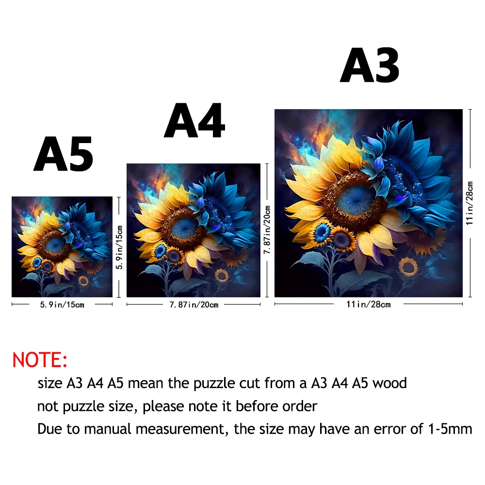 Quebra-cabeça de madeira de girassol - Distintivo - Presente criativo - Presente de aniversário - Jogo de festa - Quebra-cabeça decorativo
