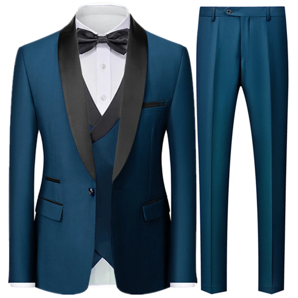 Blazers Pants Vest 3 Pieces Sets / Fashion Men\'s Casual Boutique Business Wedding Groomsmen Suit Jacket Coat Trousers Waistcoat