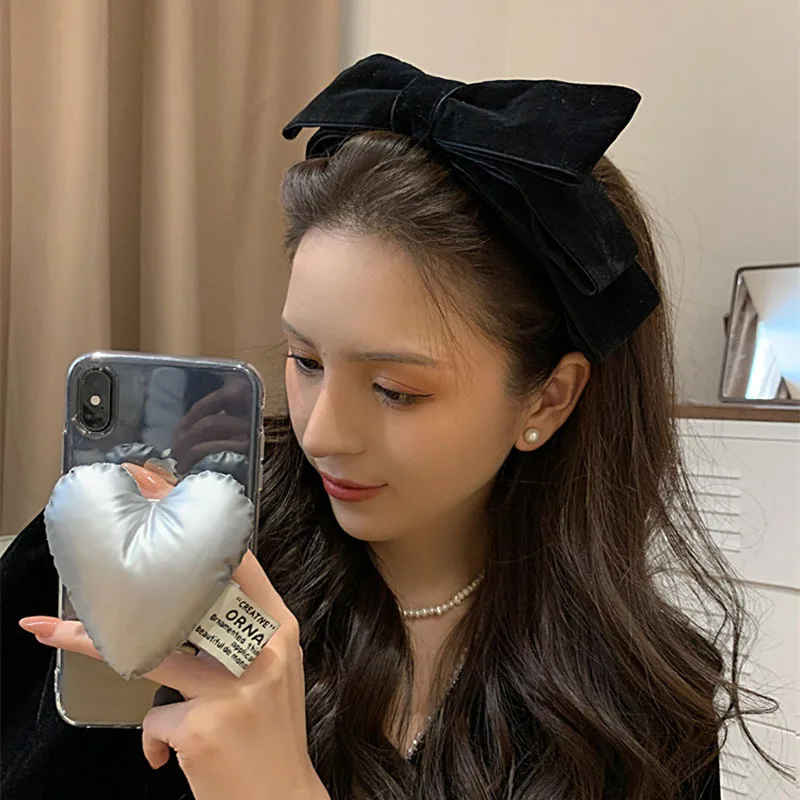Headband Velvet Big Bow Minimalist Fall Winter Face Wash Hair Accessory Soft Lightweight Durable Non Slip for Women Daily Gift