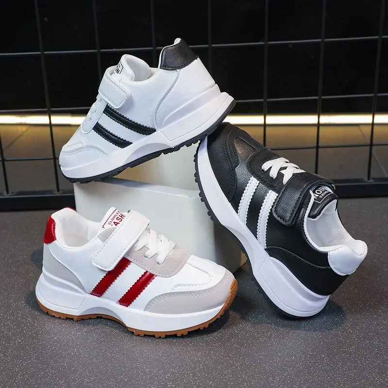 

Children Leather Patchwork Sneaker 2025 Spring Autumn New Soft Bottom Casual Shoes School Sports Sneakers for Boys Girls