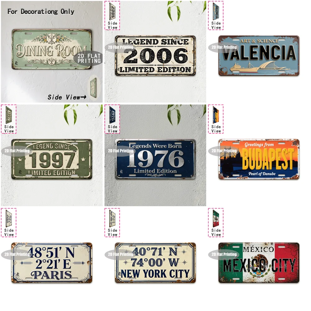 Tin Sign - Vintage Durable Metal Plaque Wall Decor, Home Office Bar Man Cave Dining Room Global City Coordinate Birth Year Ret