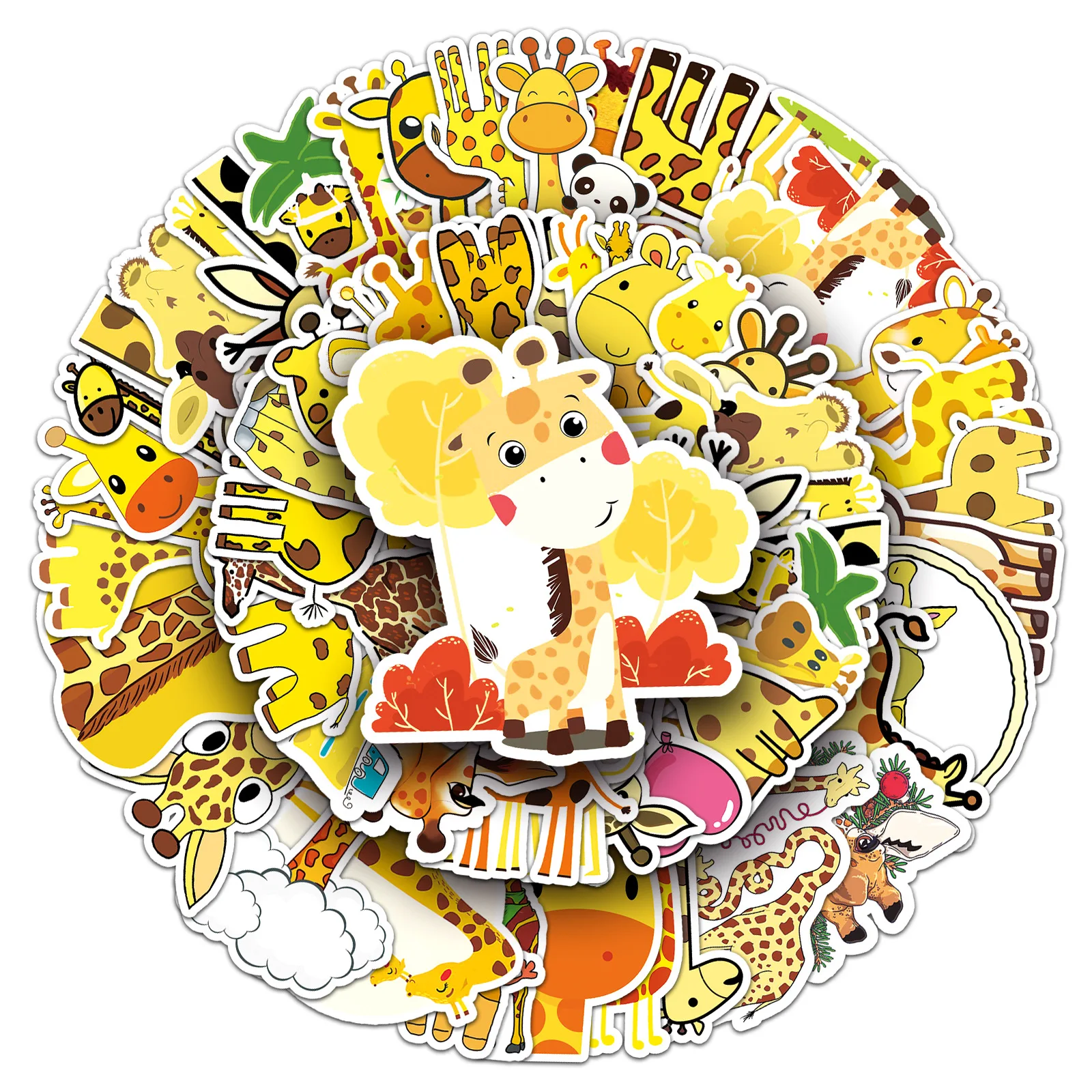 50PCS Cartoon Cute Giraffe Sticker Funny Graffiti Waterproof Decal Toy Gift for Wardrobe Bicycle Motorcycle Helmet Guitar