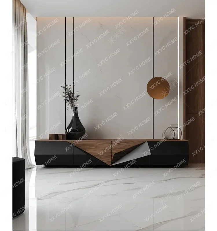 NN  minimalist walnut TV cabinet  high-end furniture household living room solid wood audio-visual cabinet
