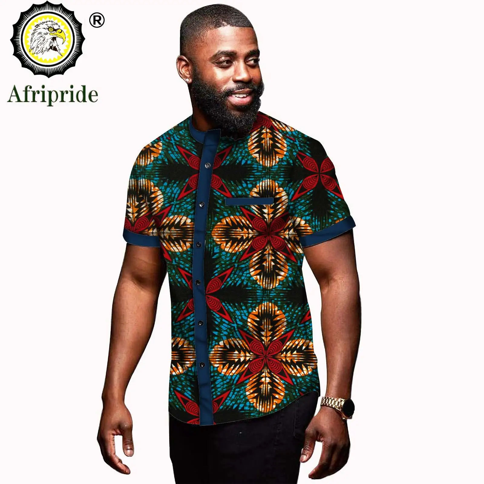 2026 african men clothing dashiki top print shirt short sleeve summer casual blouse ankara fabric bazin riche AFRIPRIDE S1912005