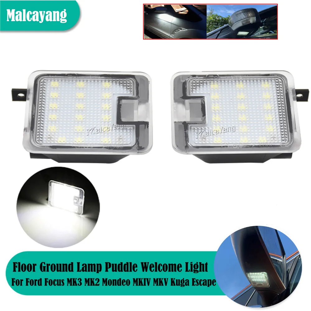 LED Puddle Light Under Side Mirror Light For Ford Focus MK3 MK2 Mondeo MKIV MKV Kuga C-Max Escape S-Max