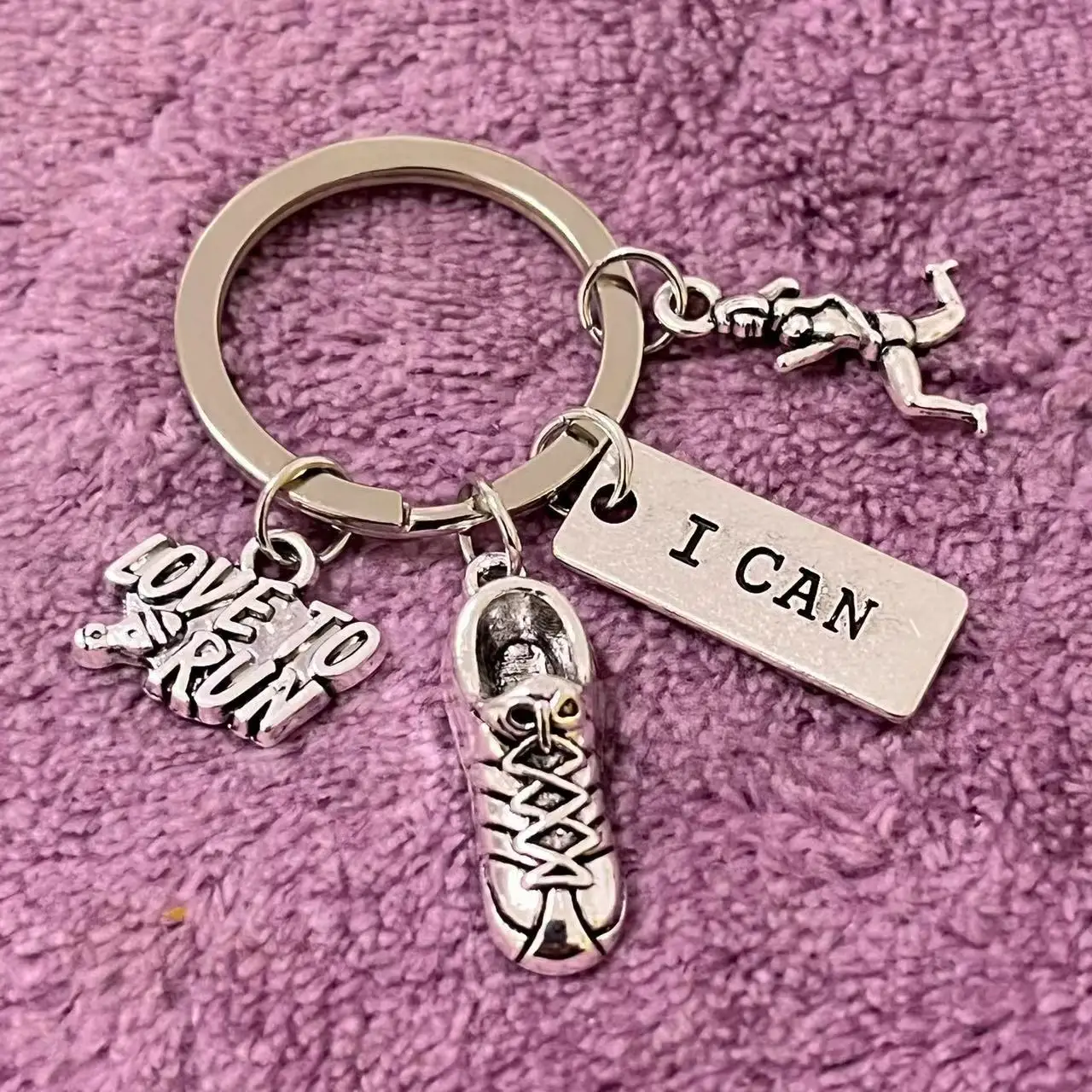 runner keychain Rider Runner Swimmer Sports Key Chain ,silver Color, Women Jewelry Man Accessory Pendant Fashion
