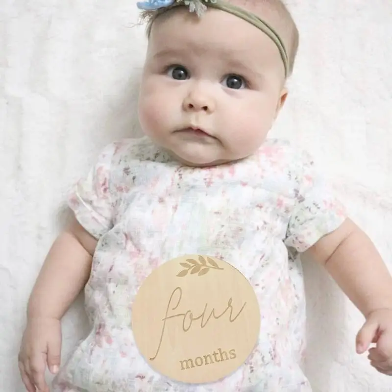 14 PCS Baby Monthly Milestone Wooden Card Newborn Photo Cards Shower Gift Handmade Monthly Memorial Days DIY Fun P31B