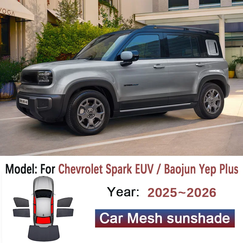 Car Magnetic Sunshade For Chevrolet Spark EUV Baojun Yep Plus 2025 2026 Mesh Window Sun Visor Curtains Stickers Auto Accessories
