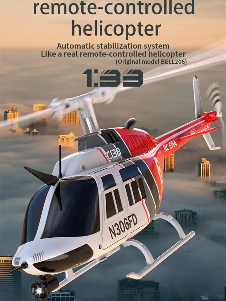 Re Era C138 1:36 Remote Control Simulation Rc Bell 206 Helicopter Altitude Hold 2.4g  6 Axis Gyro For Expert Hobbyists Gift