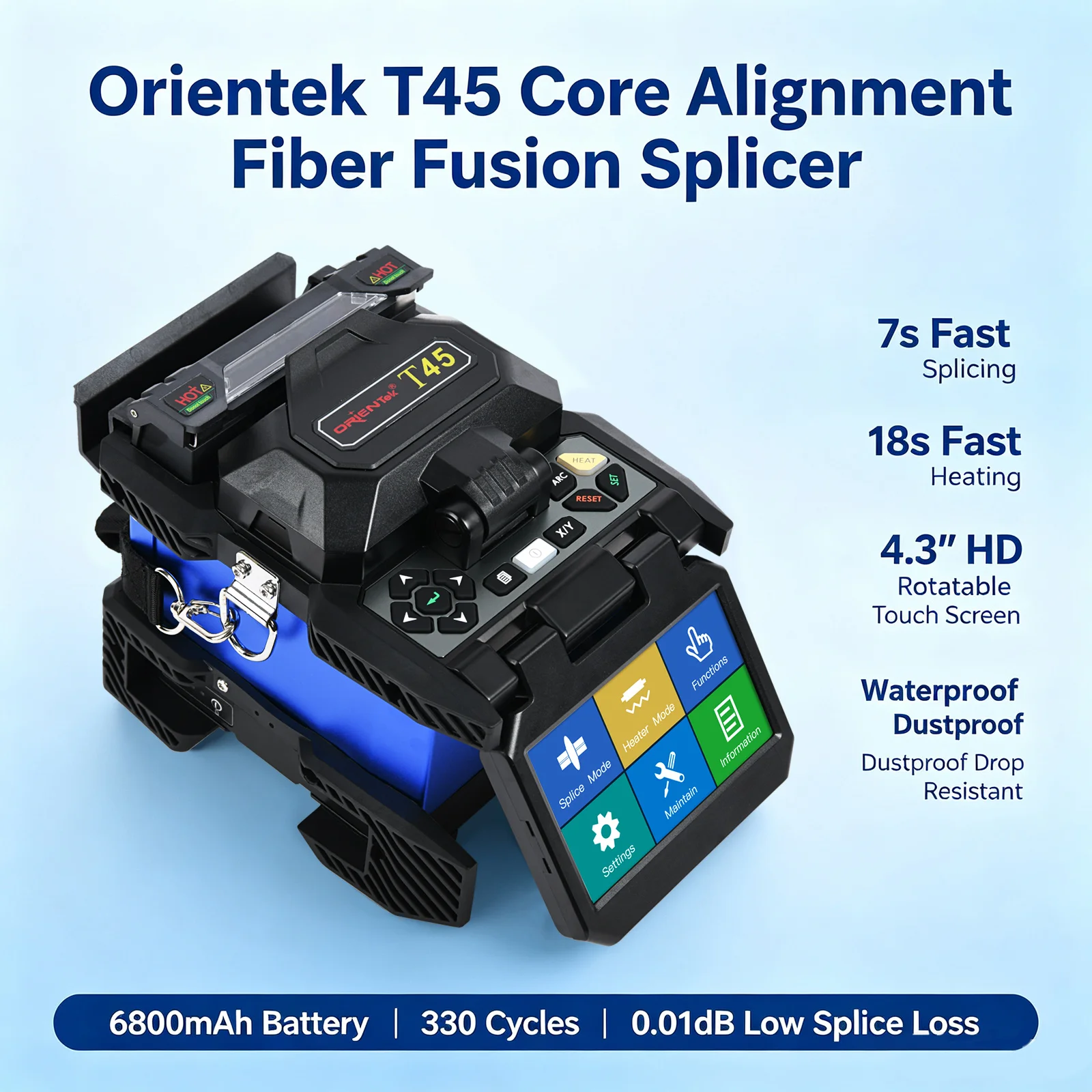 Orientek T45 T49 T45S Optical Fiber Fusion Splicer Professional FTTH Fiber Processing Equipment Fusionadora de fibra óptica