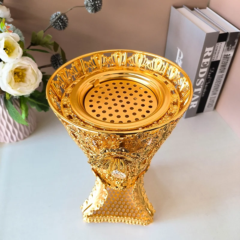 31cm Big SIze Golden Metal Incense Burners  Large Gold Arabic Aromatherapy Furnace Censer Charcoal Holder Ramadan Home Decor