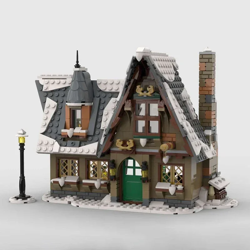 نموذج عرض الشارع Moc قوالب بناء تكنولوجيا القرية الشتوية كتل وحدات هدايا ألعاب عيد الميلاد مجموعات ذاتية الصنع