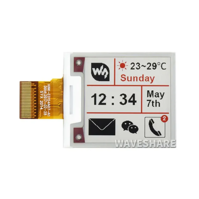 

Waveshare 1.54inch E-Ink raw display three-color e-paper without PCB 200x200 SPI interface for Raspberry Pi / STM32