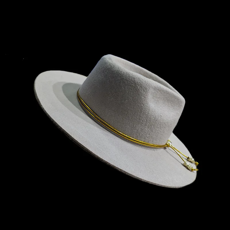 New Pure Wool Hat with Gold Thread Peanut Decoration Sheep Felt Hat