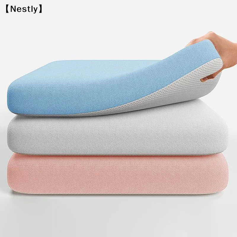 Memory Foam Ice Silk Elastic Fabric Seat Cushion Soft Office Chair Pad Car Seat Pad For Long Sitting Lumbar Support Pain〔Nest〕