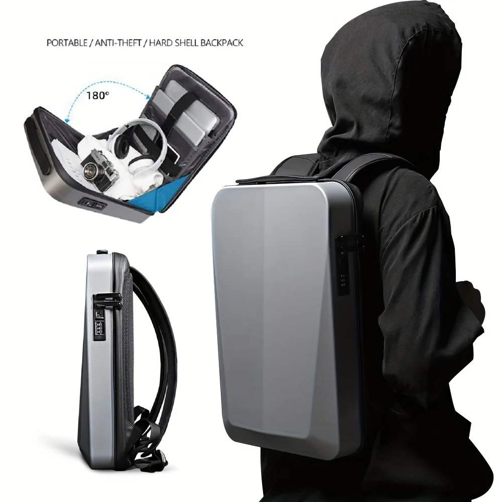 

Men's Hard Shell Business Backpack Large Capacity Waterproof E-sports Laptop Bag Multi-functional Casual Travel PC Men Backpack