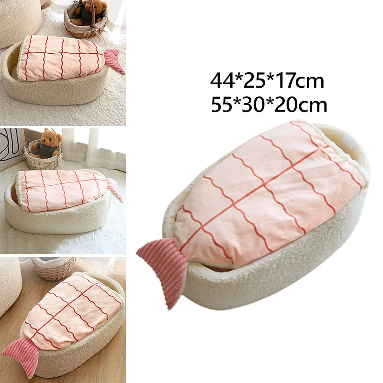 Sushi Shaped Cat Bed Cave, Cute Pet Furniture, Warm Comfortable Semi Closed , Cat House for Small Cats and Breeds