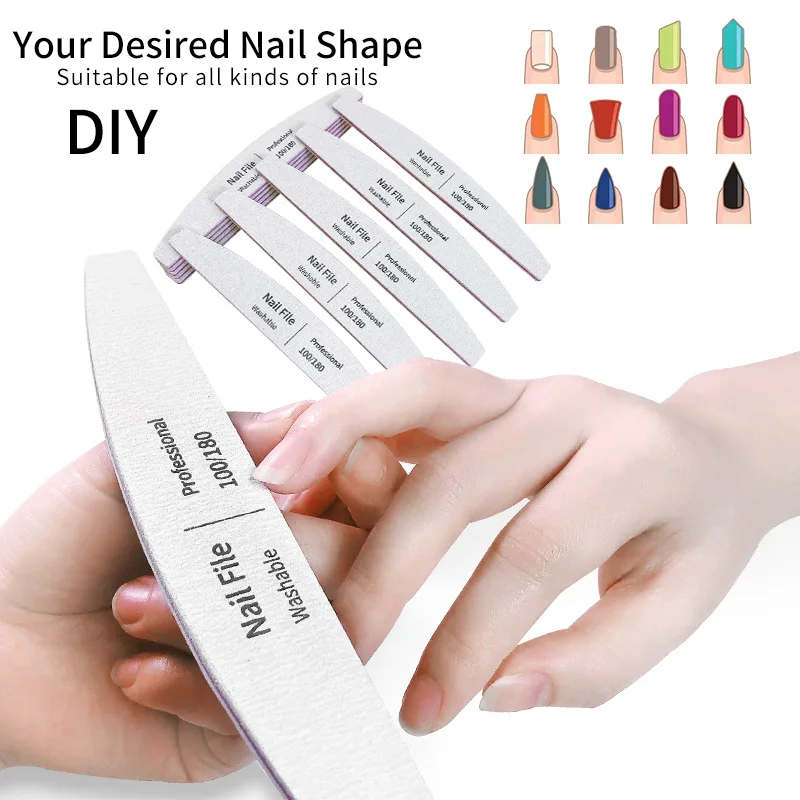 Nail File 100 to 180 Professional Tools Emery for Manicure Lime 240 Sandpaper Gel Polishing Files for Nails Buffers Set Polisher