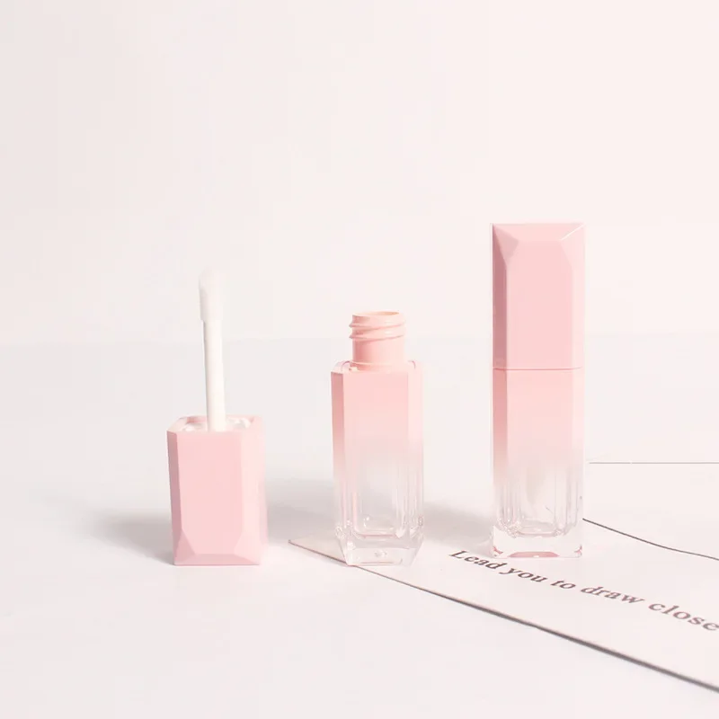 

10/30/50pcs Gradient Pink Empty Lip Gloss Tube, Square Lip Gloss Refillable Bottles,Plastic Liquid Lipstick Container