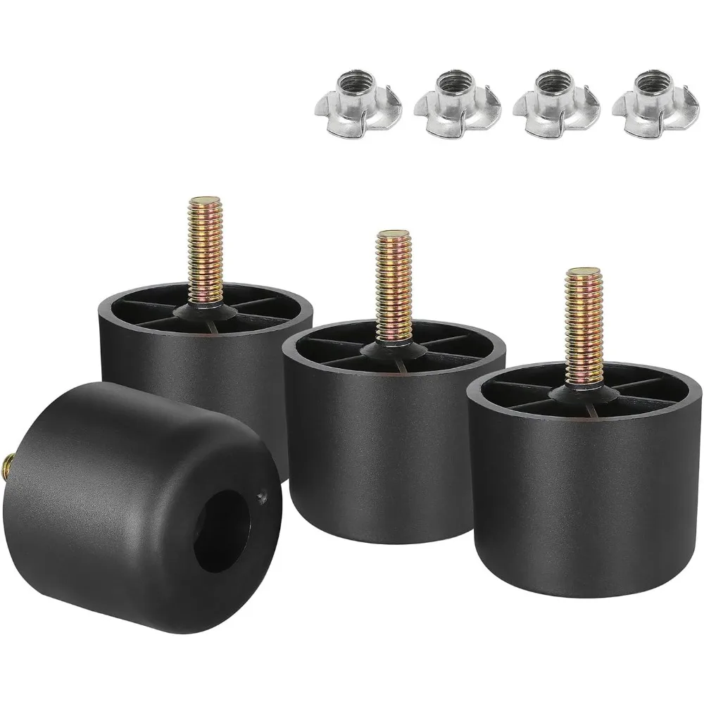 Patas de plástico para muebles de 1-1/2 pulgadas, patas de mesa cónicas redondas, patas de sofá negras, patas de repuesto con pernos de suspensión M8 para mesa de sofá