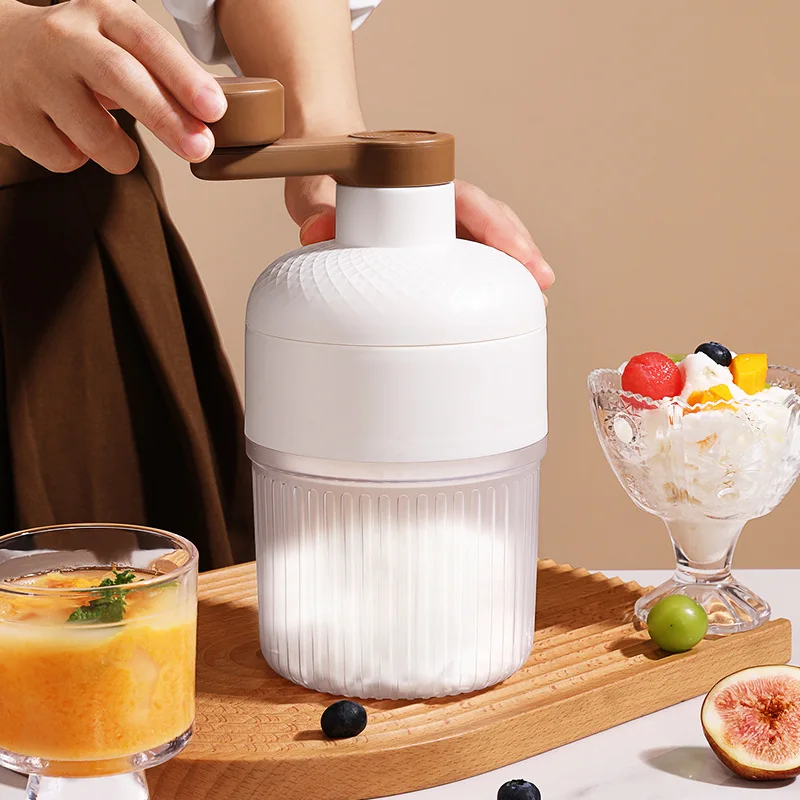 Portable Manual Shaved Ice Maker Machine Set with Ice Trays Ideal for Making Snowcones and Slushy Household Small Hail Machine