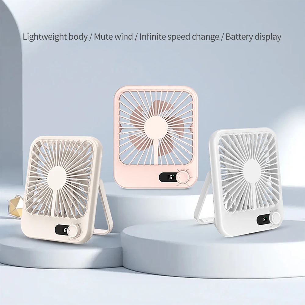 NEW 1200mAh Small Desktop Fan Super Silent USB Charging Strong Air Flow Cooling Fan with 5-speed Strong Air Flow Office Fan