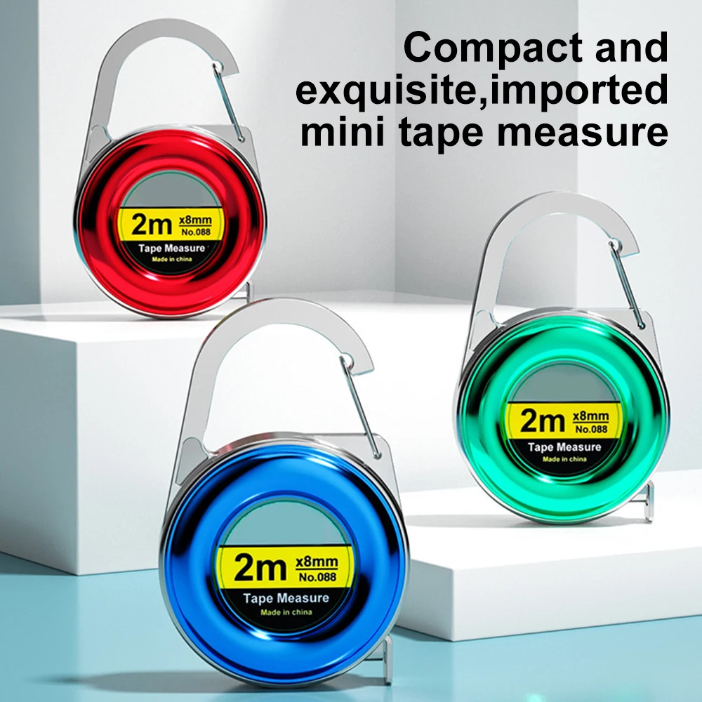 1pc Mini Keychain Tape Measure Multipurpose Steel Tape Measure Gift Ruler 2m Steel Tape Measure Delicate Small Steel Ruler