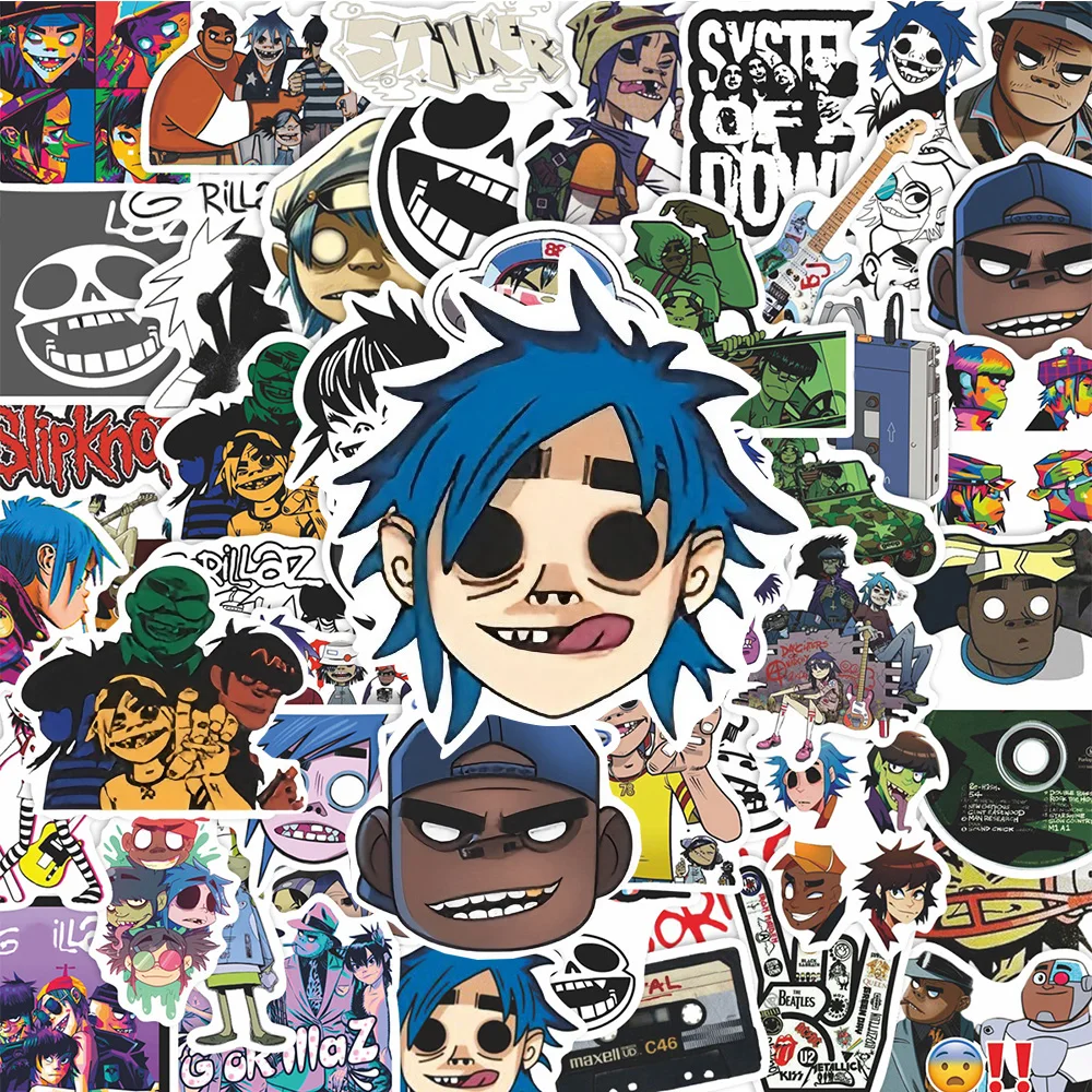 10/30/50pcs Virtual Band Gorillaz Stickers Cool Cartoon Decals Waterproof Graffiti Notebook Laptop Phone Decoration Sticker Gift