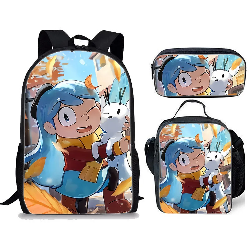 Hot selling Hilda backpack three piece set for elementary school students and children, shoulder bag, shoulder bag, pencil case