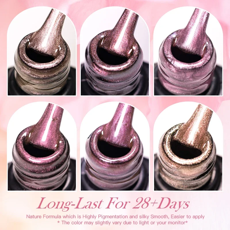 เจลแม่เหล็กสีชมพูอ่อนแบบมีประกายวิบวับ เจลแม่เหล็กตาแมว  ยาทาเล็บเจลแม่เหล็กแบบลอกออกได้ สำหรับทำเล็บ