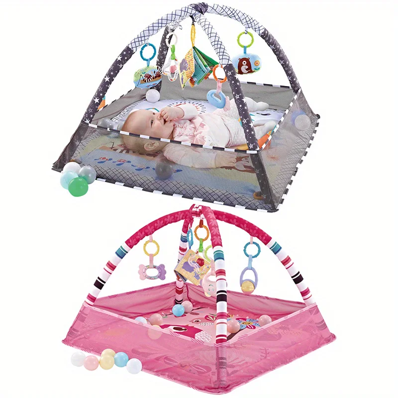 Baby Activity Gym Set, Develop Movement & Cognition with Fence Gym, Ball Pit, Crawling Mat & Sensory Toys for Newborns Toddlers