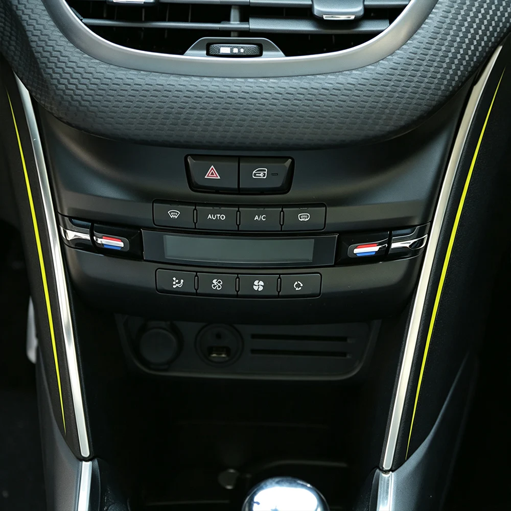 Car Center Console Side Decor Trim Sticker for Peugeot 2008 2014 2015 2016 2017 2018 Interior Styling Moulding Accessories