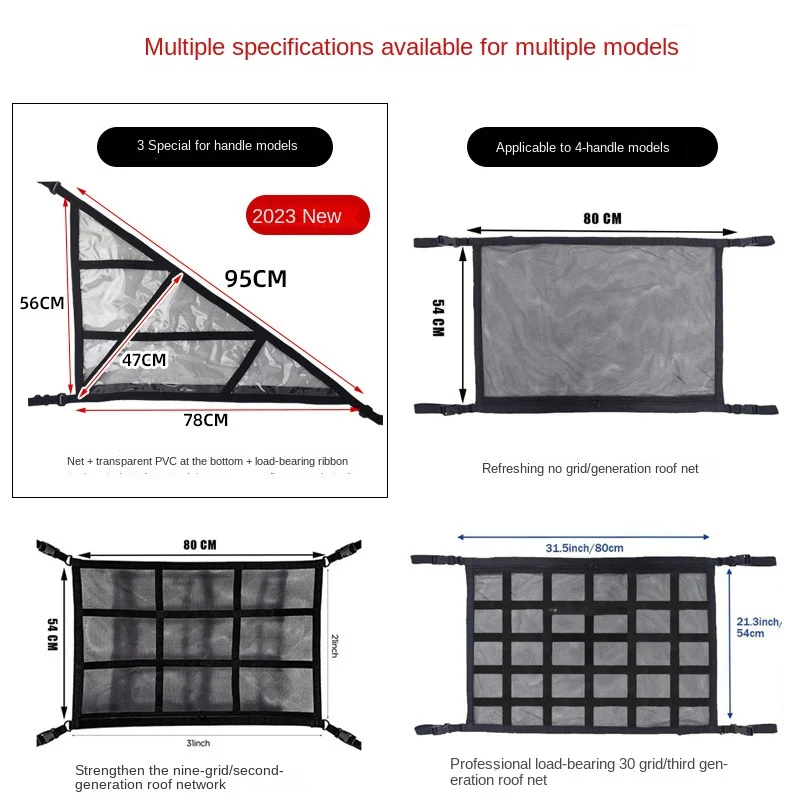 Upgrade Auto Plafond Cargo Netzak, Auto Dak Opslag Organizer, Vrachtwagen Suv Reizen Lange Road Trip Kamperen Voor 3-Hendel Modellen