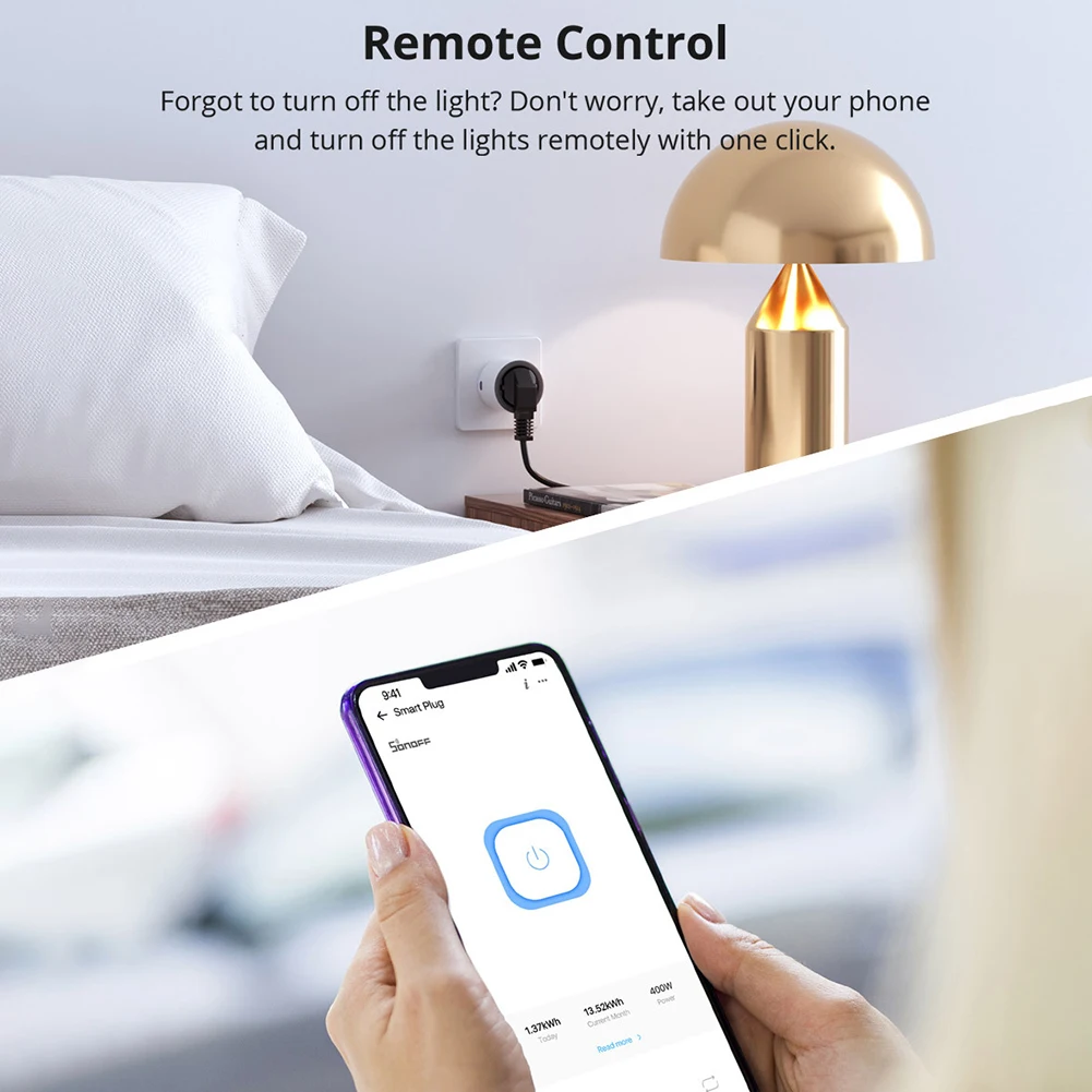S60TPF WiFi For Smart Socket 16A 250V Energy Metering Outlet With For EWeLink App Remote Control For EU Type E/F Wall