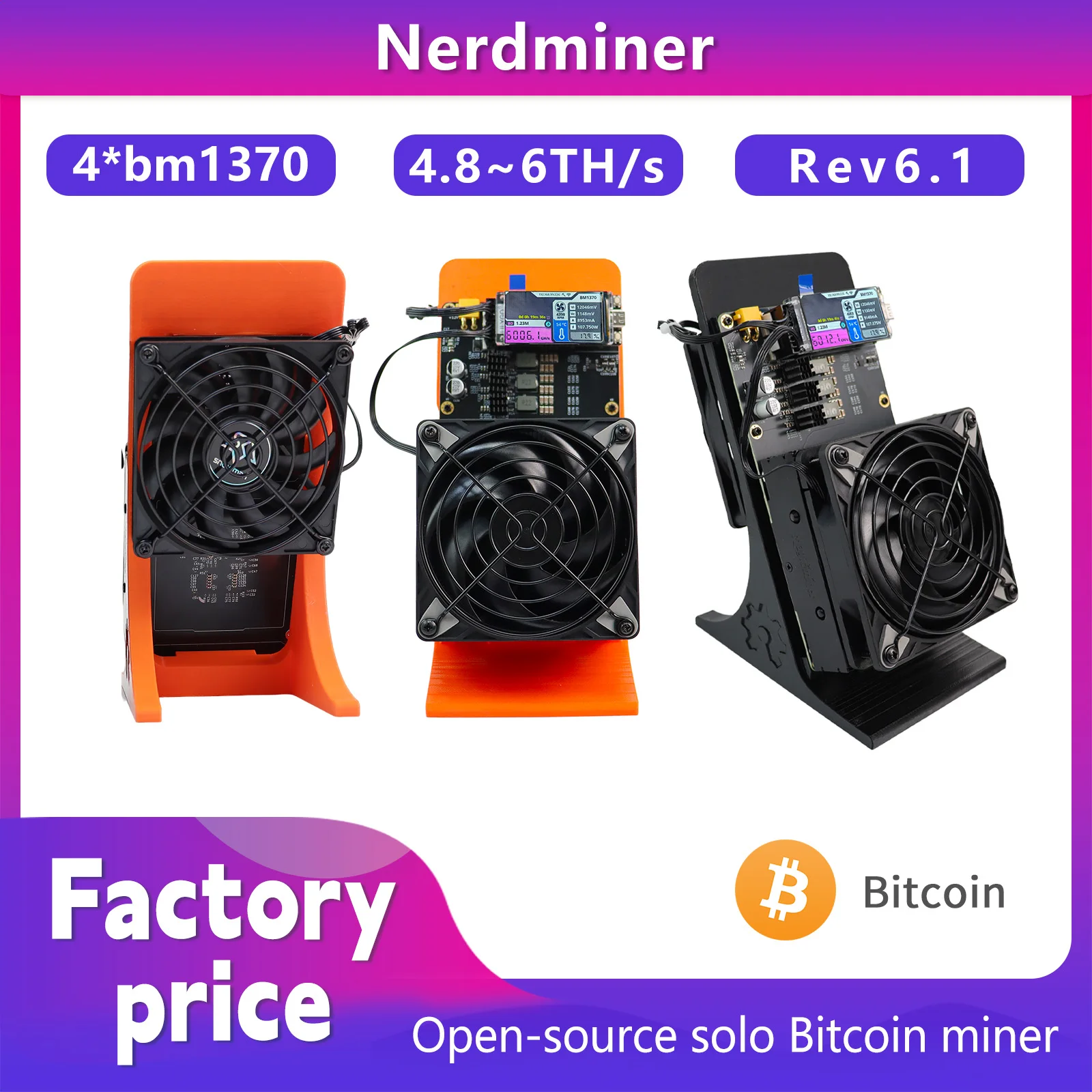2026 New minerNerdQaxe++  Rev6.1 6TH/s Bitcoin Miner 100W Low Power SHA-256 BTC Solo Mining Machine WiFi Home Crypto Miner
