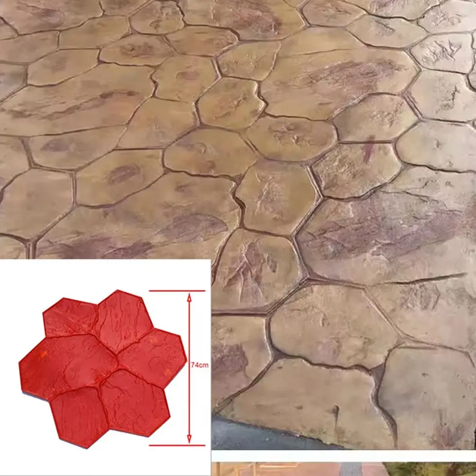 Embossed floor ice crack pattern mold printing material PU concrete art color DIY printed floor cement mold