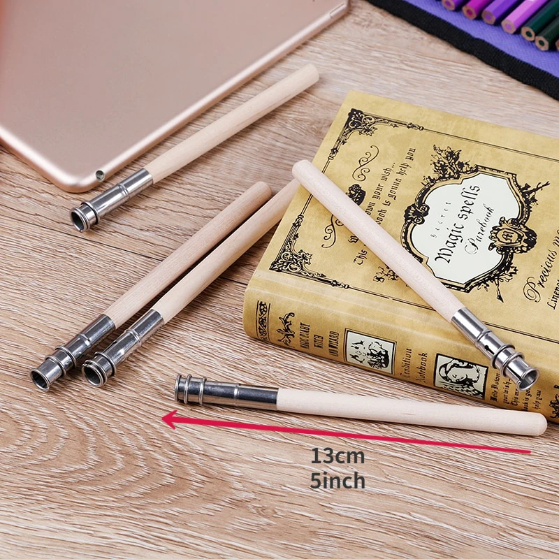 5Pcs Pencil Extender Adjustable Wooden Lengthener Holder Painting Drawing Tool