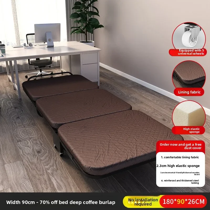 Lunch Break Bed Rollaway Bed Single Nap Bed Triple Fold Bed Camp Bed Office With Pulley Escort Bed Portable Sofa Bed
