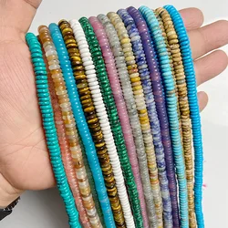 Natural 2X6MM Flat Abacus Stone Beads for Bracelet Making Small Rondelle Spacer Gem Beads Slice for Jewelry Making Accessories