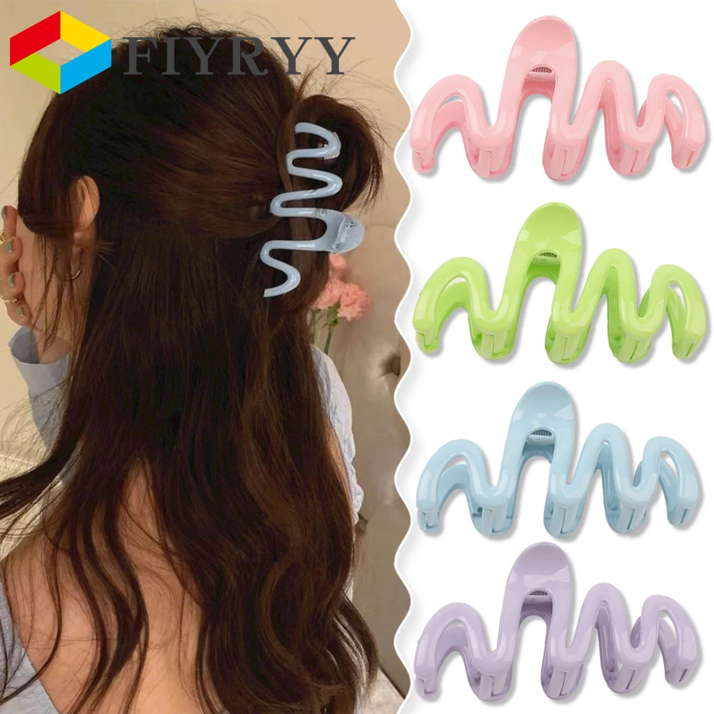 New in Colorful Color Wave Crab Hair Claw Clip for Women Girls Fashion Korean Large Hairpin Claws Clips Accessories Headdress