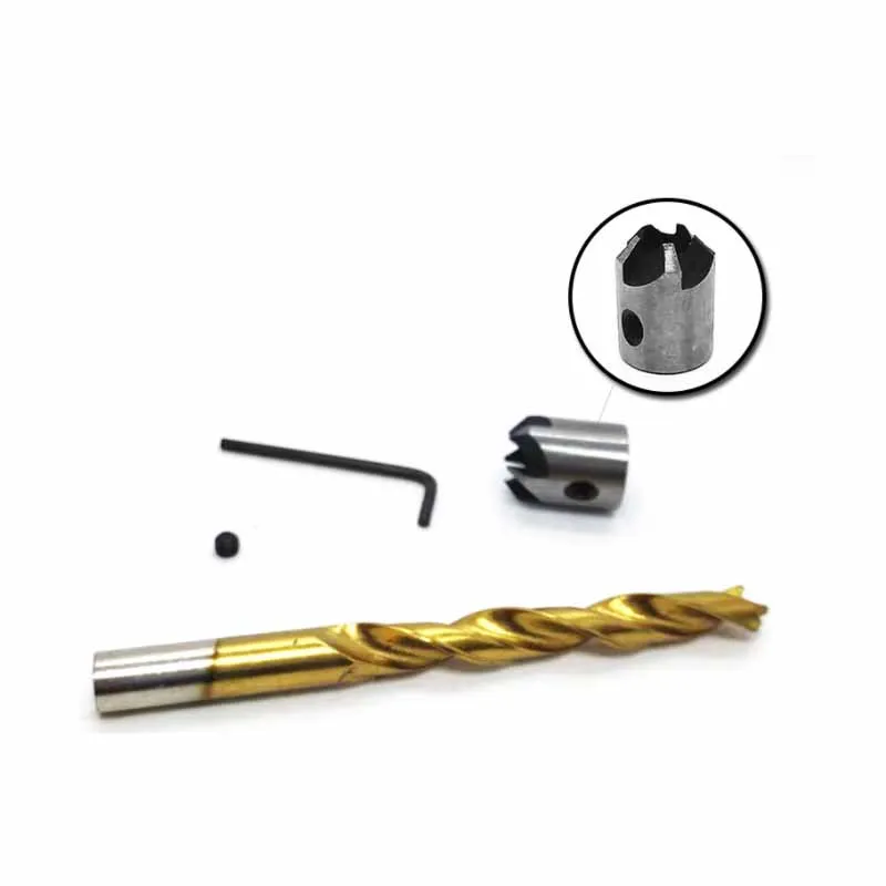4/7PcsTitanium Plated Chamfer High carbon Steel Bit Three Point Drill Countersunk Reaming Device Woodworking Guide Bore Wood