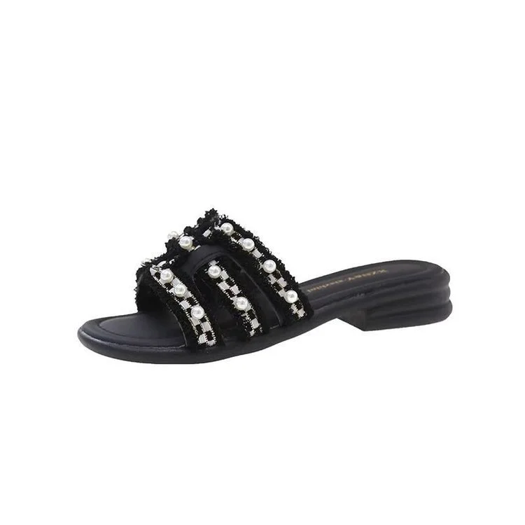 شباشب شاطئ عصرية للصيف في الهواء الطلق مسطحة، صنادل خفيفة الوزن من قطعة واحدة بأصابع مربعة شباشب نسائية كاجوال مريحة