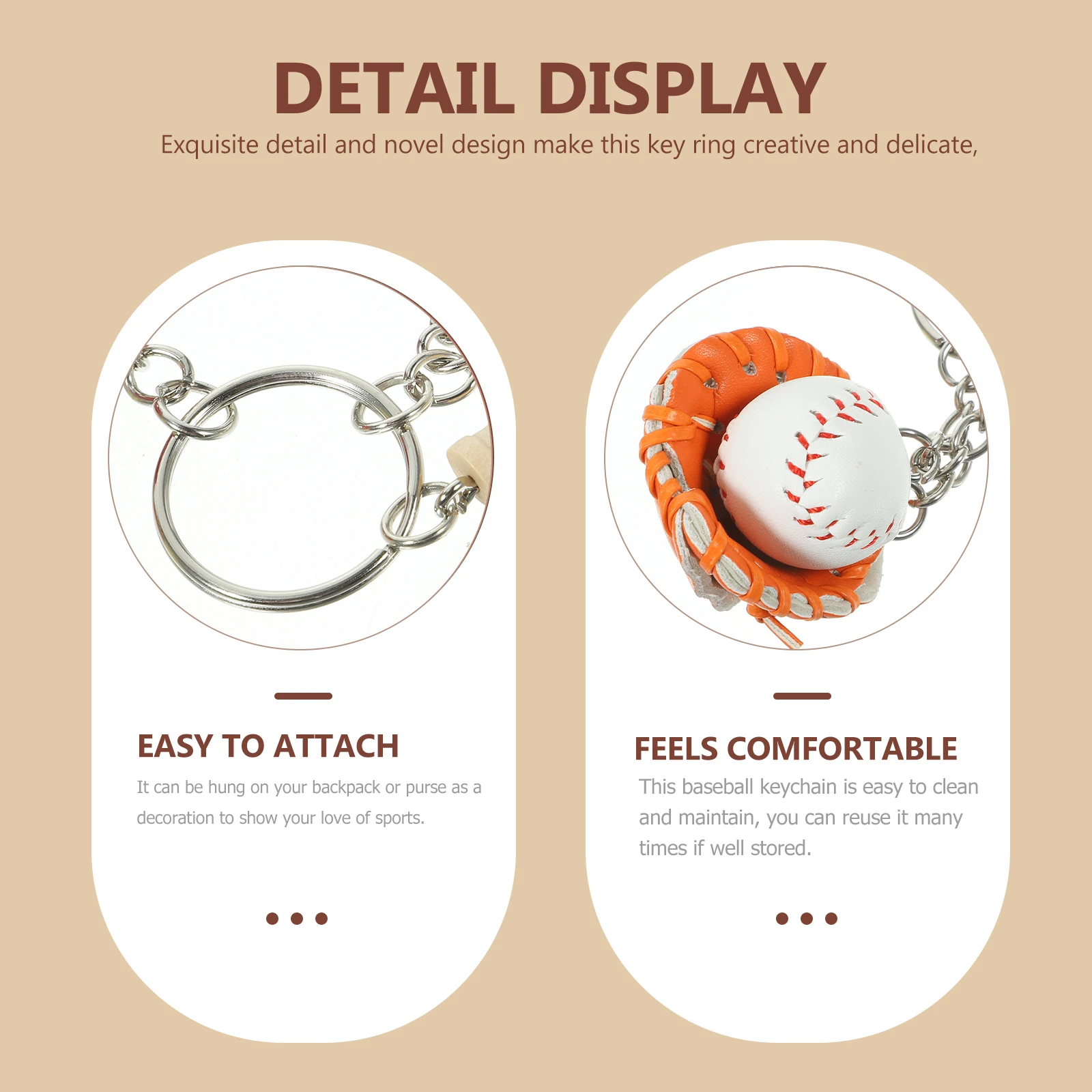 

6 Pcs Baseball Keychain 2CM Sport Key Decoration Bag Pendant Charm for Backpack Purse Party Gift Women Men Yellow