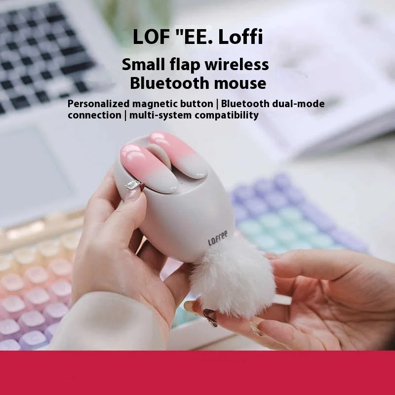 Imagem -03 - Lofil Pequeno Lóbulo sem Fio Bluetooth Mouse Menina Bonito Laptop Tablet Jogos de Escritório Universal Velocidade Dpi Conexão Dupla lo